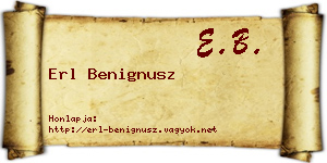 Erl Benignusz névjegykártya